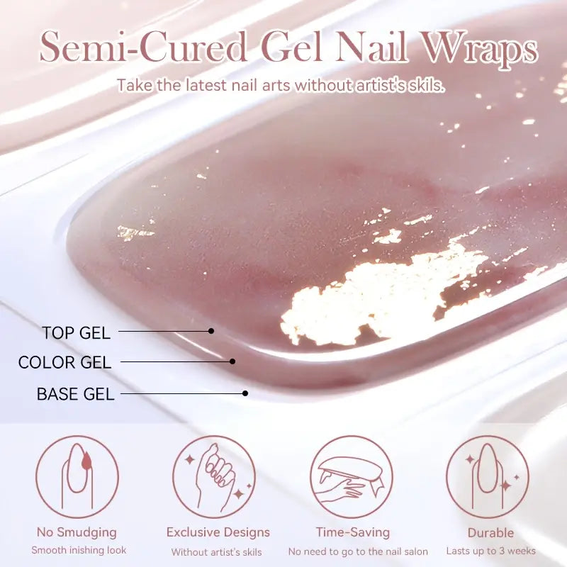 Harunouta 16pcs Semi-Cured Gel Nail Stickers - Solid & Glitter Red Gel Nail Art DIY Kit | Salon Style Press-On Nails