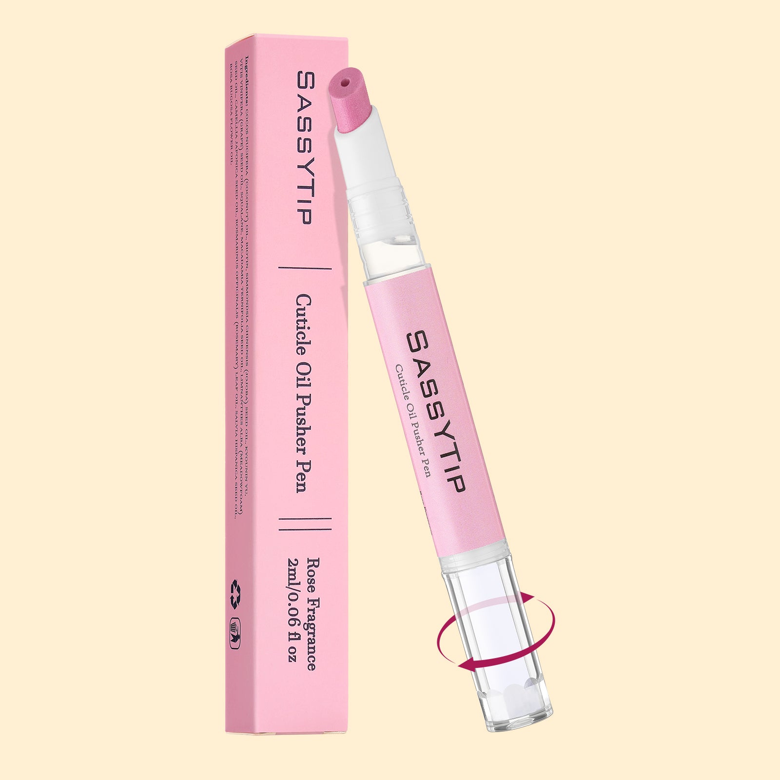 SassyTip Cuticle Pusher Pen 3.0, Rose