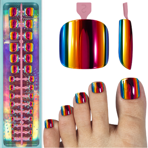 120PCS Electroplated Toenail Set – Pre-sized S/M/L