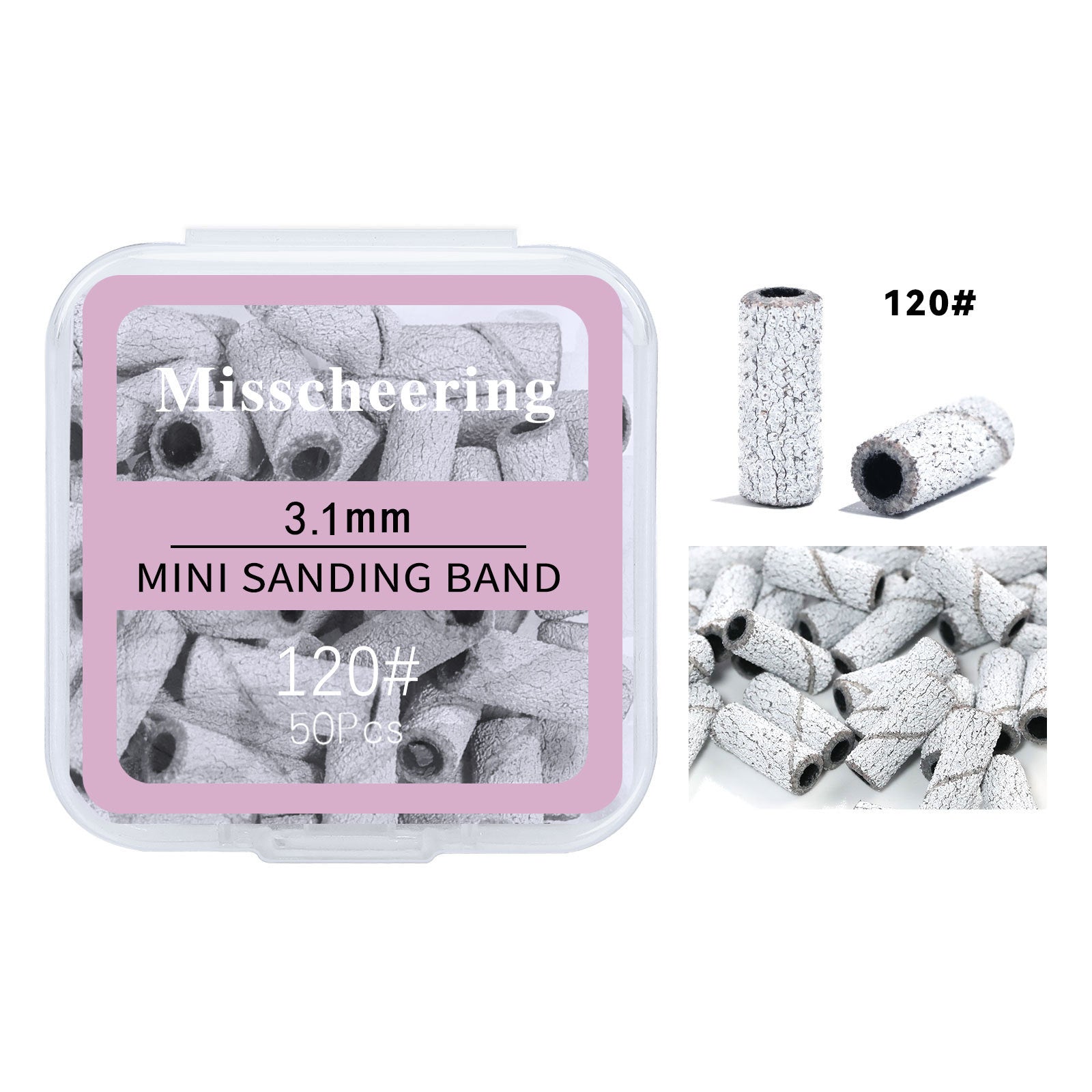 3.1mm Mini Sanding Bands Box - 120~240 pcs Multi-Grit Set for Nail Prep & Cuticle Care