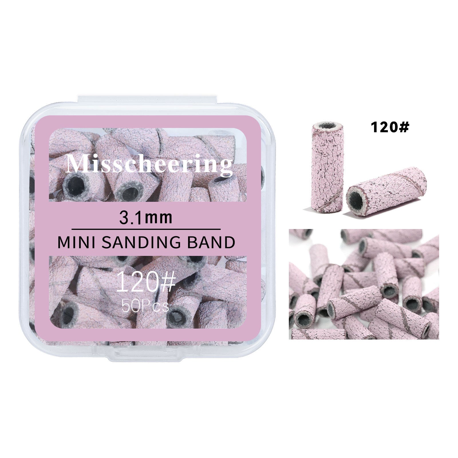3.1mm Mini Sanding Bands Box - 120~240 pcs Multi-Grit Set for Nail Prep & Cuticle Care