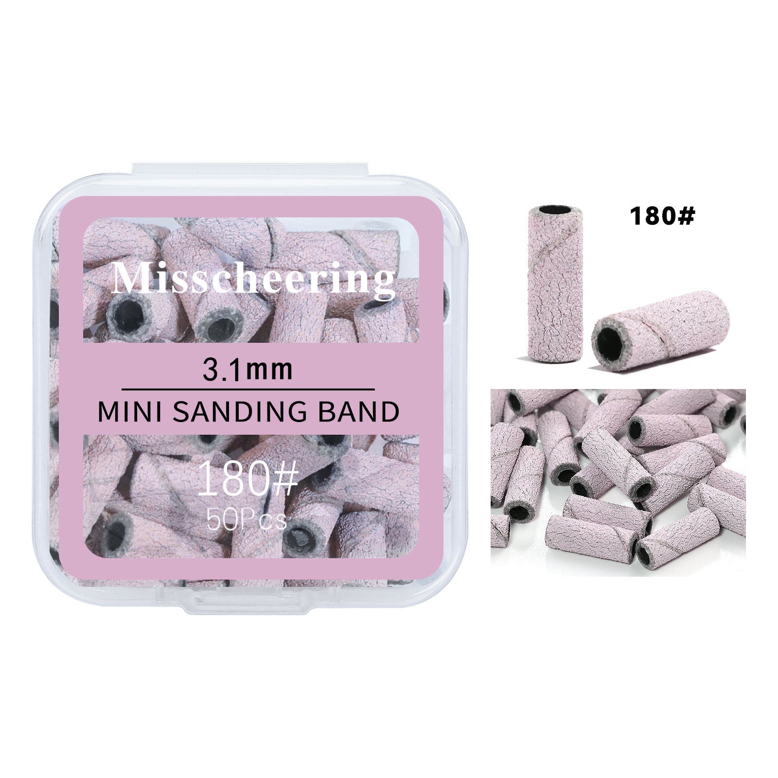 3.1mm Mini Sanding Bands Box - 120~240 pcs Multi-Grit Set for Nail Prep & Cuticle Care