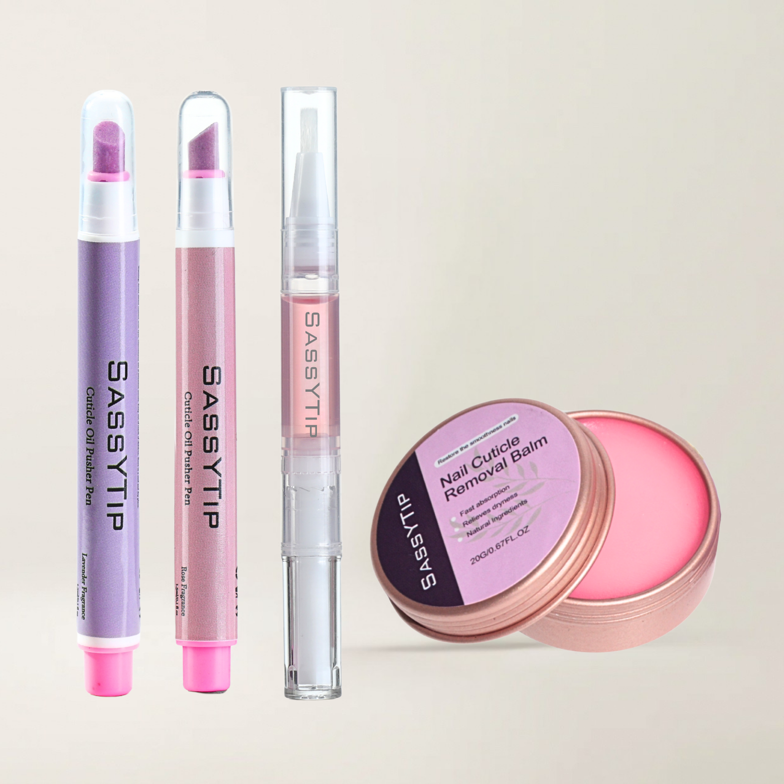 SassyTip Nail Care Trio Set packaging, showcasing a complete manicure solution