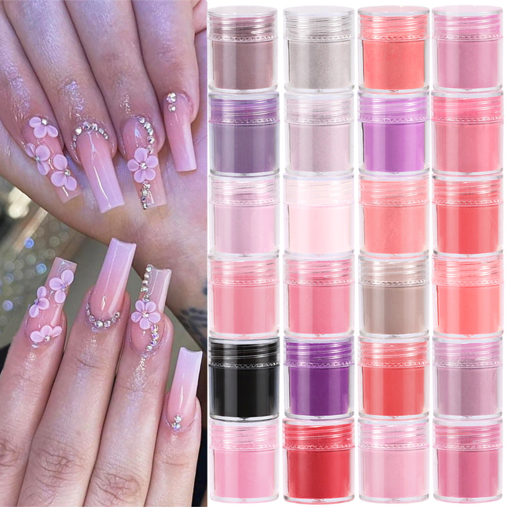 24-Color Crystal Nail Powder Set - 4-in-1 Soakable Sculpting Powder for Extensions & Nail Art