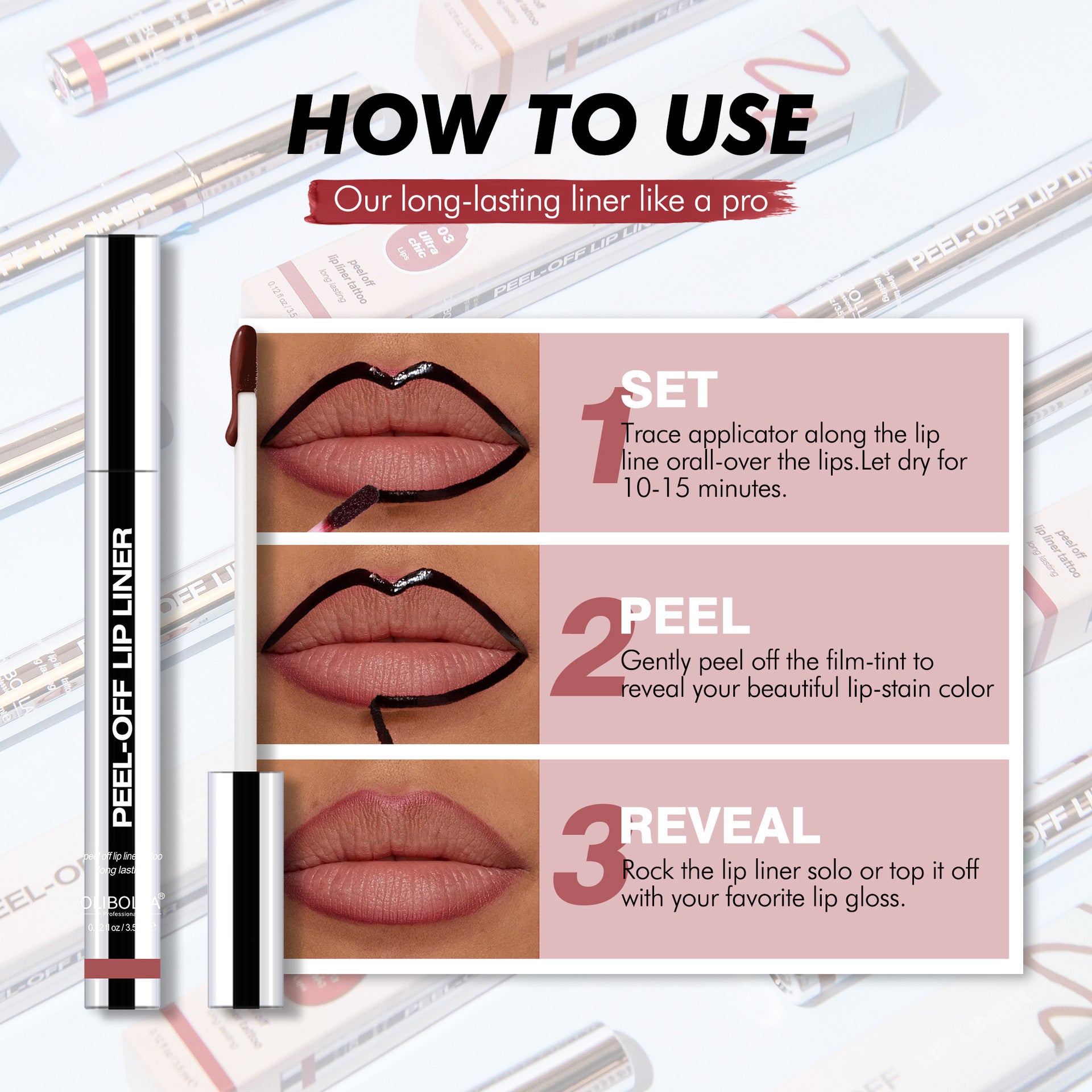 Waterproof Peel-Off Lip Liner — Long Lasting