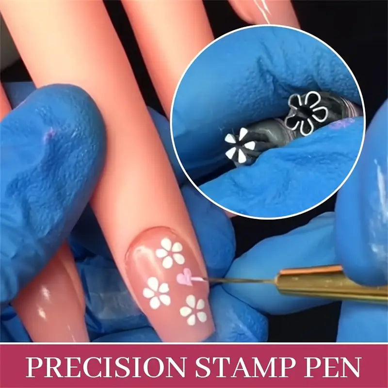 15-Piece Nail Art Stamping Kit – Floral Designs for DIY Precision Manicures