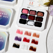 9-Grid Monet Garden Nail Art Sticker - Macaron Gradient Watercolor Design, No-Wipe Gel Colors