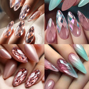 3D Diamond, Almond & Ballerina Long Press-On Nails — Salon-Quality at Home