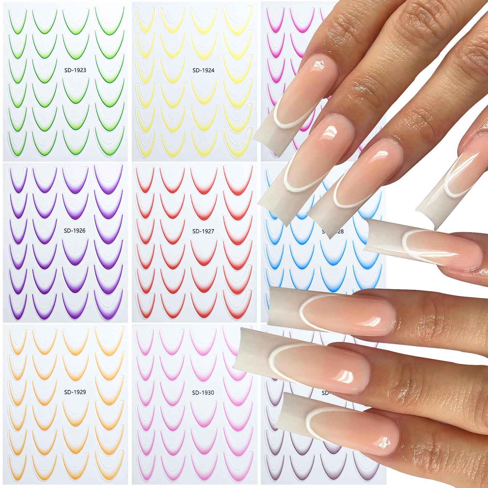 Waterproof French Tip Nail Stickers