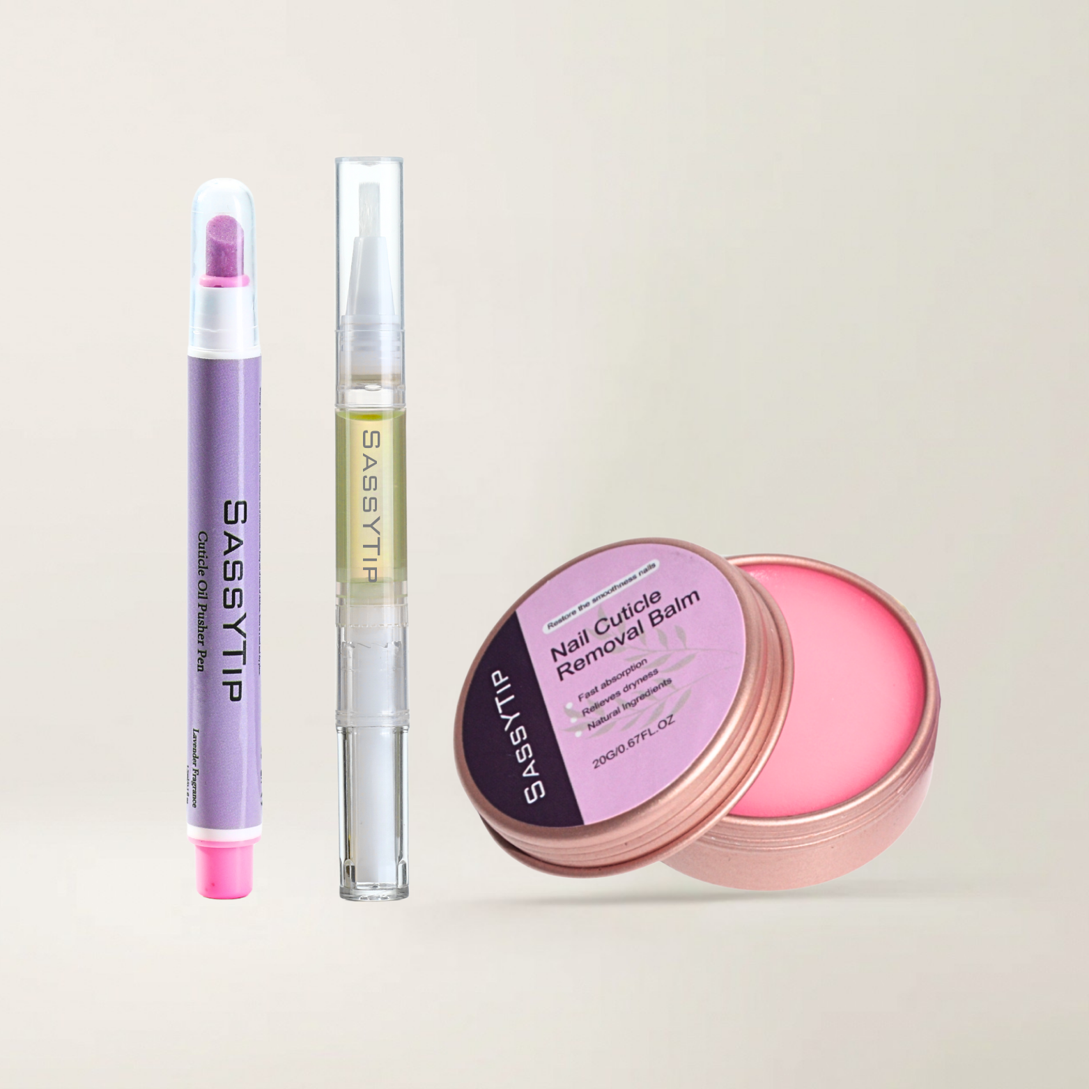 SassyTip Nail Care Trio Set's Softening Balm for gentle cuticle softening and care