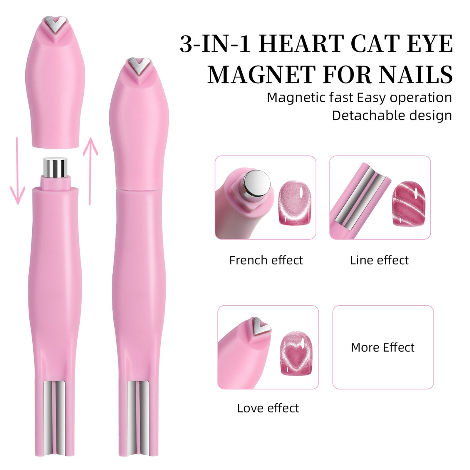 Heart & Snake Pattern Cat Eye Magnet - Detachable Multi-Functional Nail Art Magnet