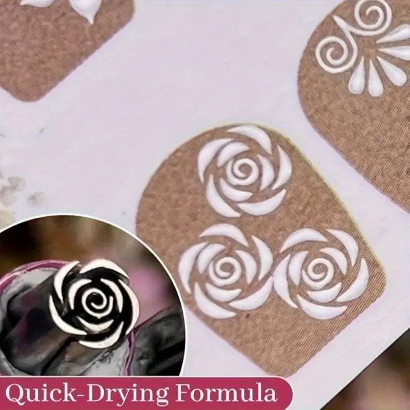15-Piece Nail Art Stamping Kit – Floral Designs for DIY Precision Manicures