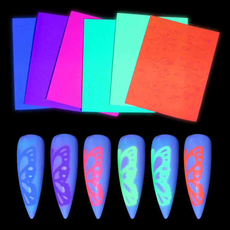 Holographic Neon Butterfly Nail Stickers Set