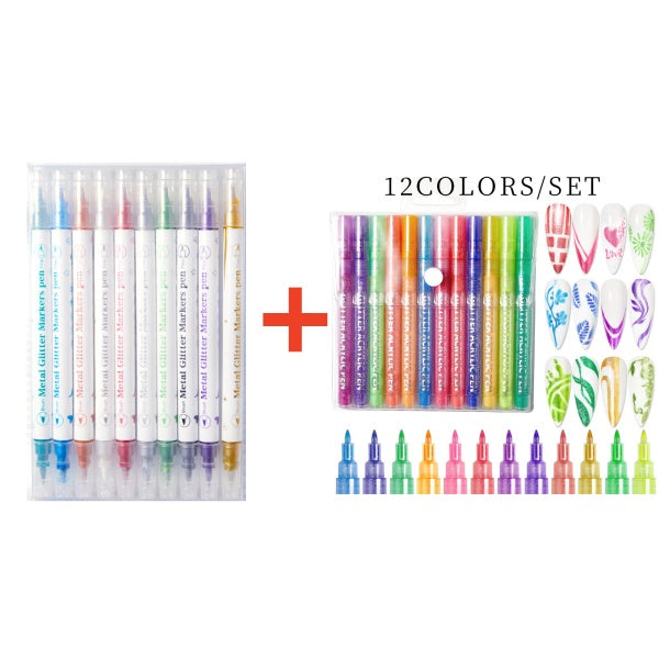 12-Color Nail Art Pen Set - DIY Nail Design Brush Kit for Drawing, Lining & Dotting