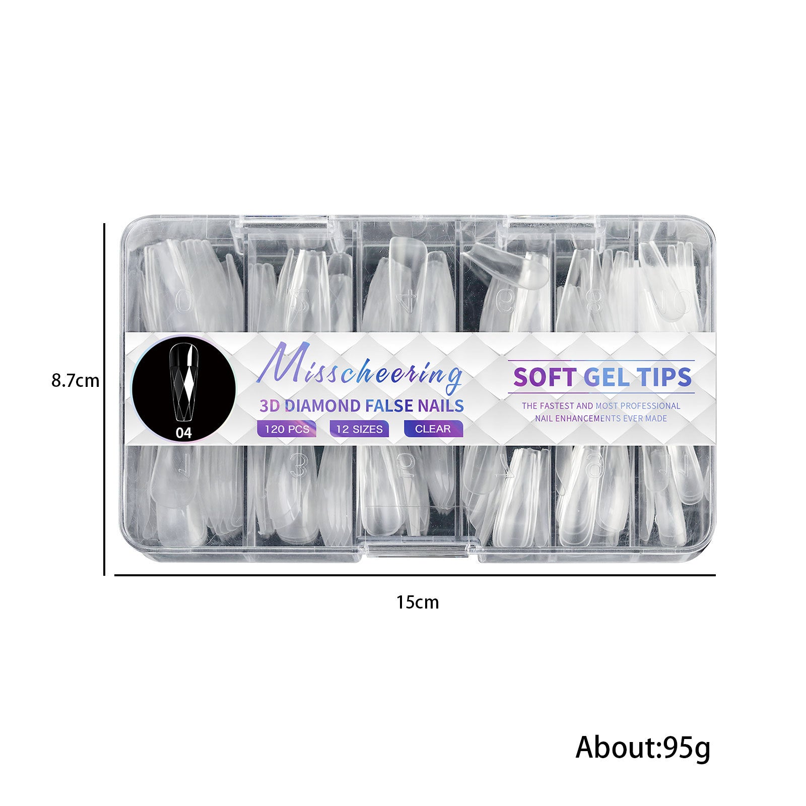 3D Diamond, Almond & Ballerina Long Press-On Nails — Salon-Quality at Home