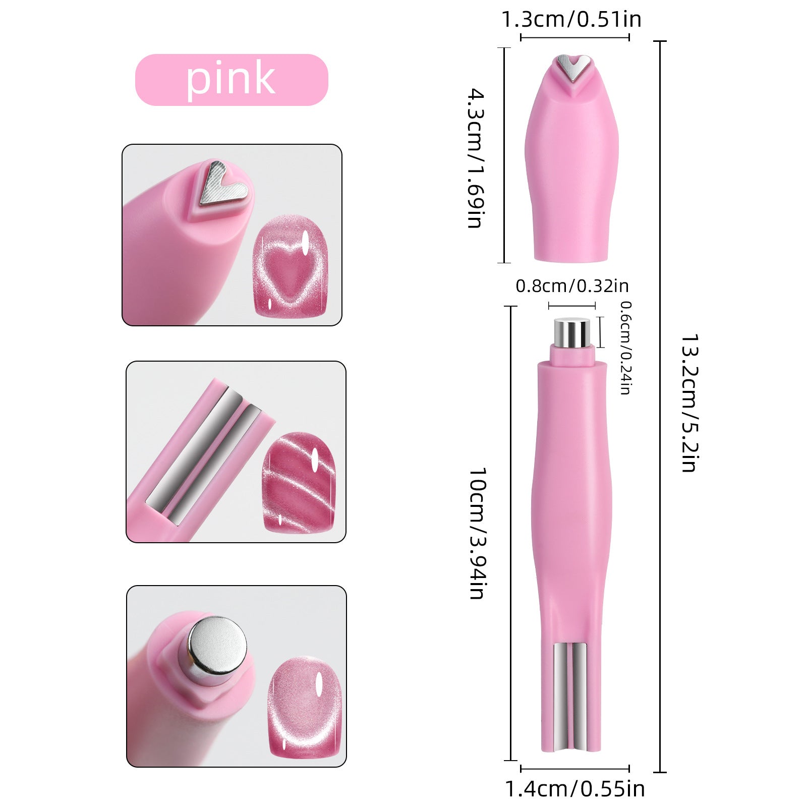 Heart & Snake Pattern Cat Eye Magnet - Detachable Multi-Functional Nail Art Magnet