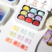 9-Grid Monet Garden Nail Art Sticker - Macaron Gradient Watercolor Design, No-Wipe Gel Colors