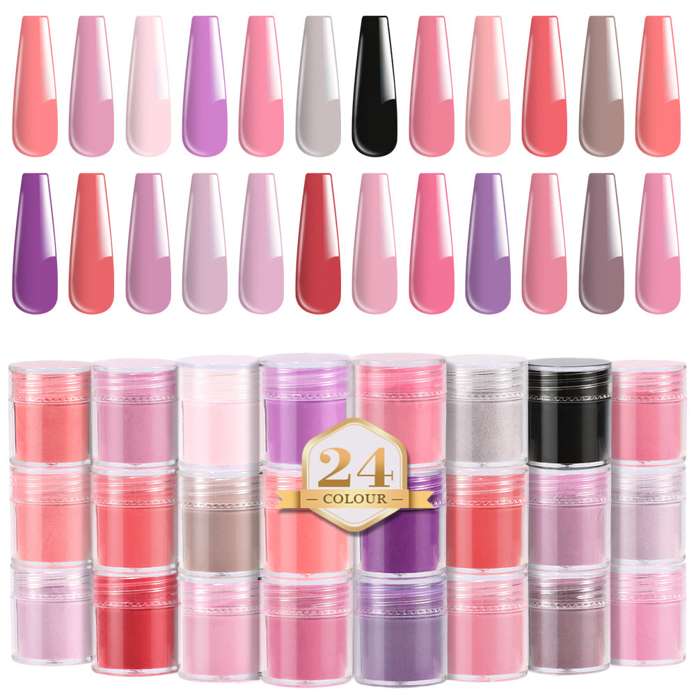 24-Color Crystal Nail Powder Set - 4-in-1 Soakable Sculpting Powder for Extensions & Nail Art