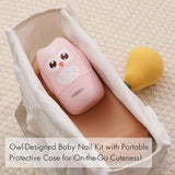 Kit 4 en 1 para el cuidado de las uñas de bebés: cuidado seguro y delicado para recién nacidos y niños pequeños (verde búho)
