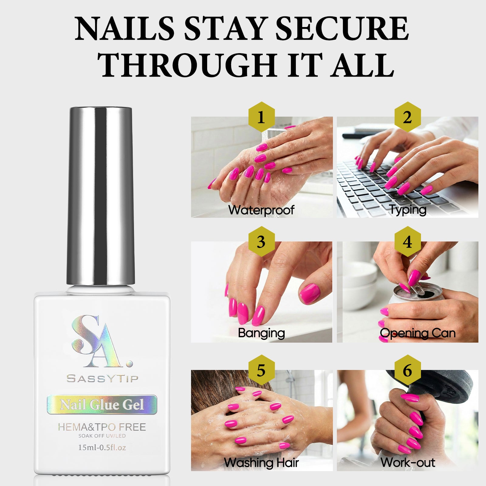 SassyTip HEMA TPO Free Nail Glue Gel