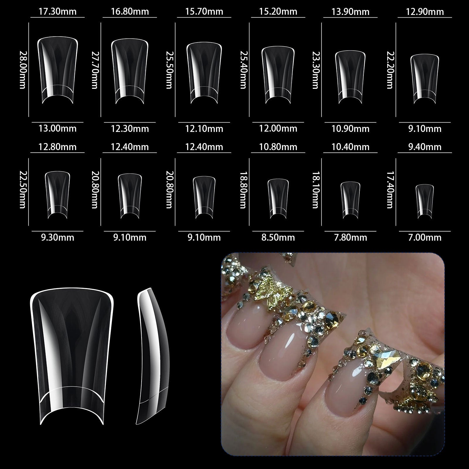 Duckbill Nail Tips Set - 504pcs Short/Medium Unique Shape Press-On Nails