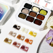 9-Grid Monet Garden Nail Art Sticker - Macaron Gradient Watercolor Design, No-Wipe Gel Colors