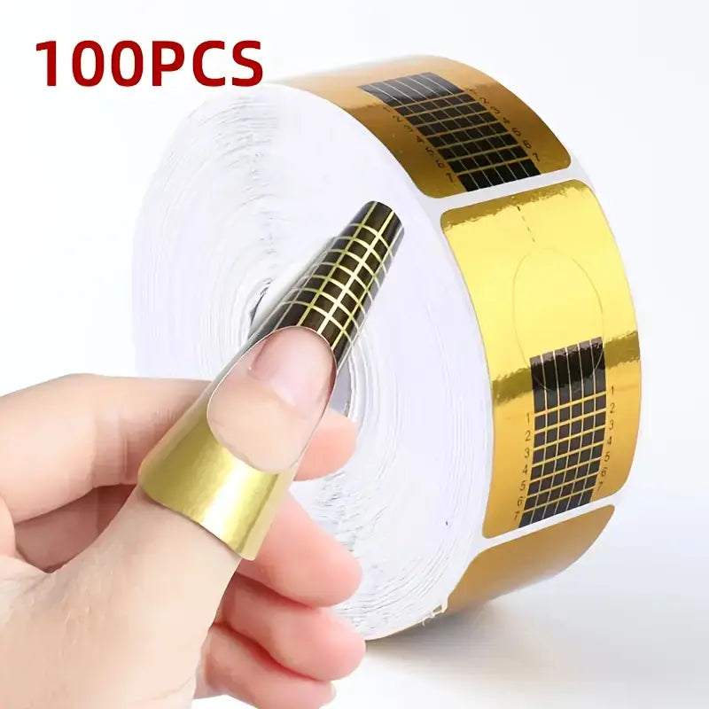 DIY Nail Extension Paper Kit - 100 Sheets with Shaping Tray & Design Templates for Creative Nail Art