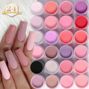 24-Color Crystal Nail Powder Set - 4-in-1 Soakable Sculpting Powder for Extensions & Nail Art