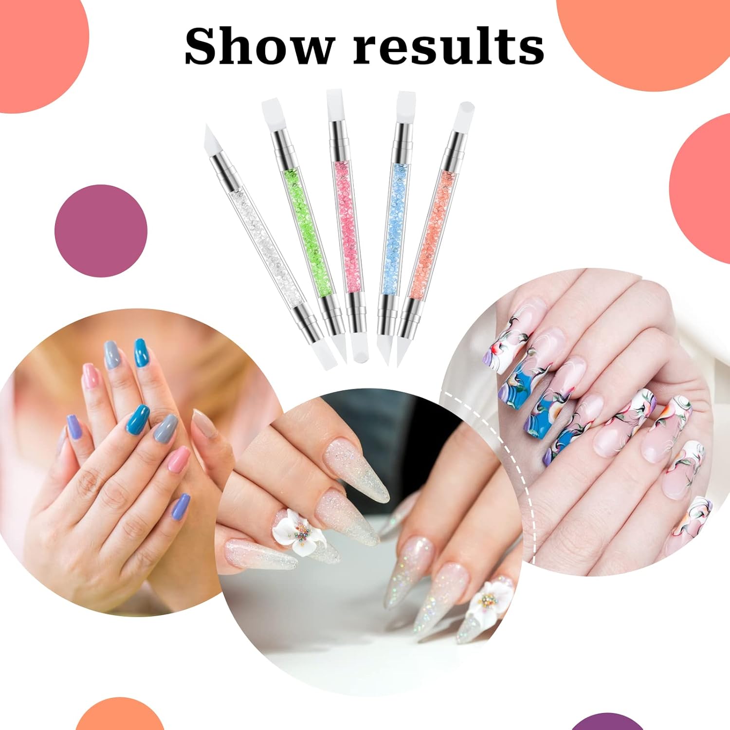 5 Pcs Dual-Tipped Silicone Nail Art Pens – Sculpting & Drawing Tools