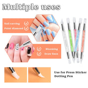 5 Pcs Dual-Tipped Silicone Nail Art Pens – Sculpting & Drawing Tools