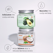 Avocado & Coconut Body Scrub - Moisturizing and Exfoliating Body, Face, Hand, Foot Scrub