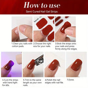 Harunouta 16pcs Semi-Cured Gel Nail Stickers - Solid & Glitter Red Gel Nail Art DIY Kit | Salon Style Press-On Nails