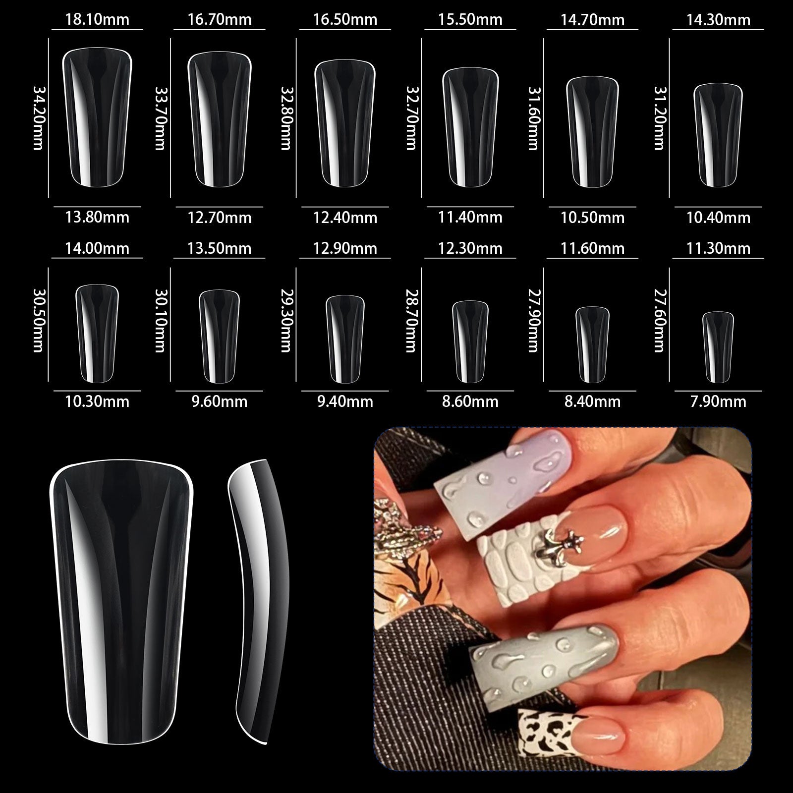 Duckbill Nail Tips Set - 504pcs Short/Medium Unique Shape Press-On Nails