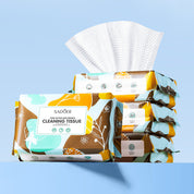 SADOER Cotton Cleansing Wipes – Gentle, Skin-Friendly Makeup Remover Towelettes (50 Sheets)"