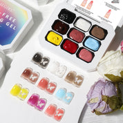 9-Grid Monet Garden Nail Art Sticker - Macaron Gradient Watercolor Design, No-Wipe Gel Colors