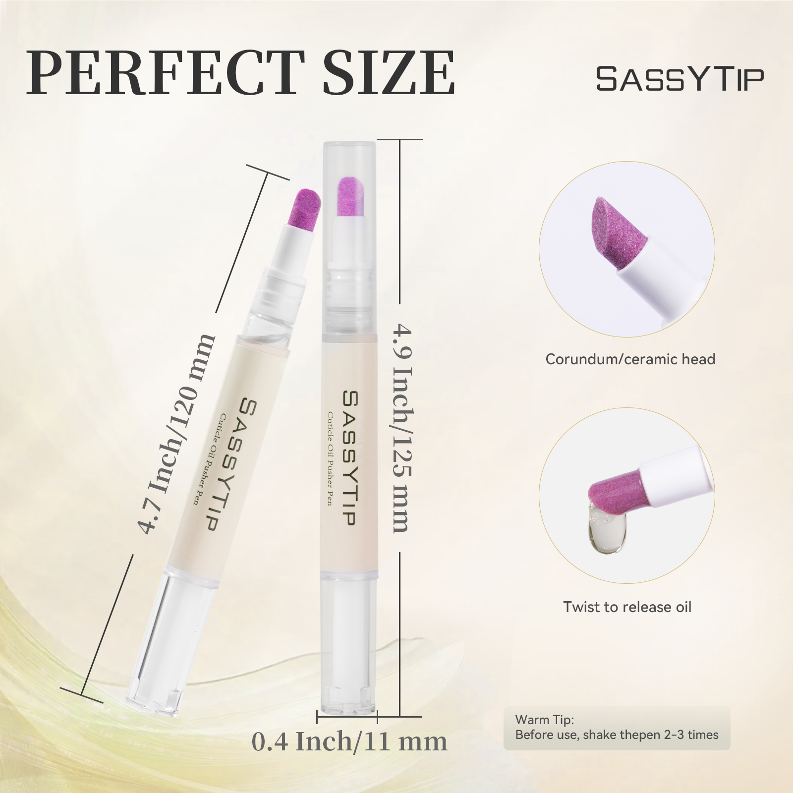 SassyTip Cuticle Pusher Pen 2.0, Fragrance-free