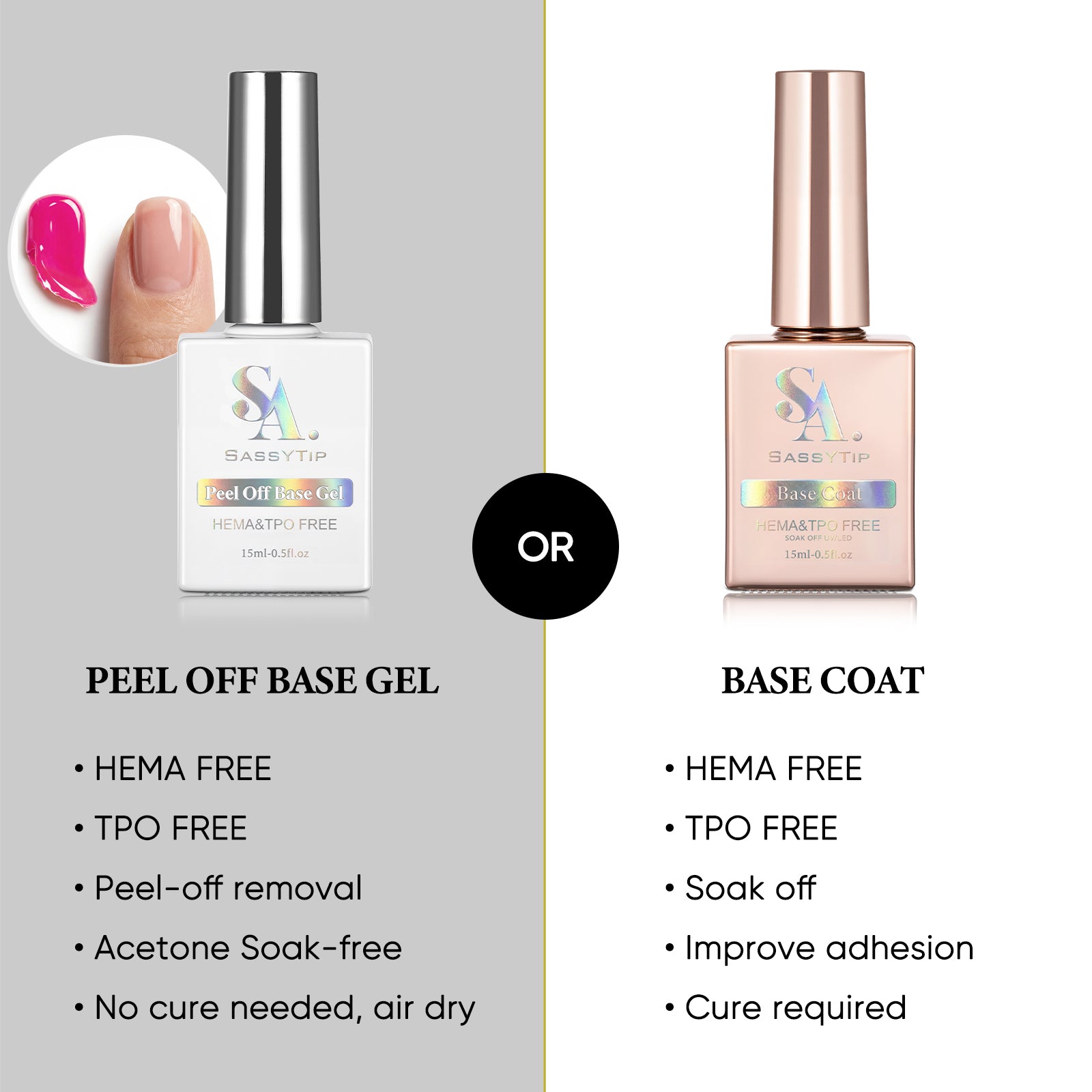 SassyTip HEMA TPO Free Peel Off Base Coat