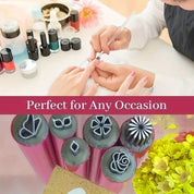 15-Piece Nail Art Stamping Kit – Floral Designs for DIY Precision Manicures