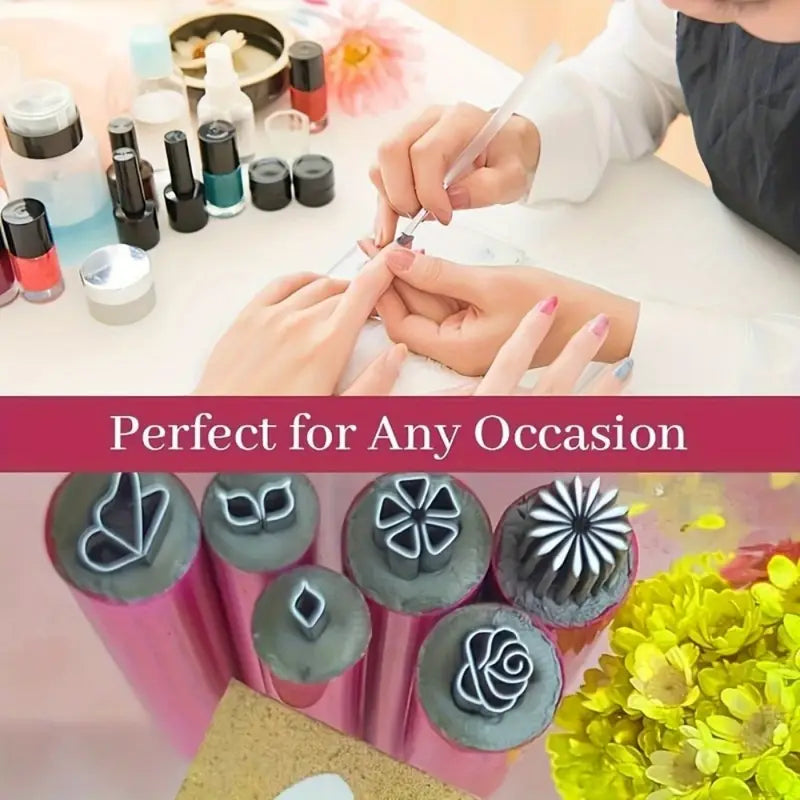 15-Piece Nail Art Stamping Kit – Floral Designs for DIY Precision Manicures