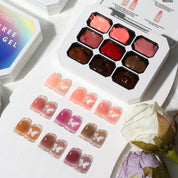 9-Grid Monet Garden Nail Art Sticker - Macaron Gradient Watercolor Design, No-Wipe Gel Colors