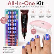 120PCS Electroplated Toenail Set – Pre-sized S/M/L