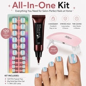 120PCS Electroplated Toenail Set – Pre-sized S/M/L