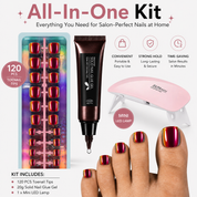 120PCS Electroplated Toenail Set – Pre-sized S/M/L