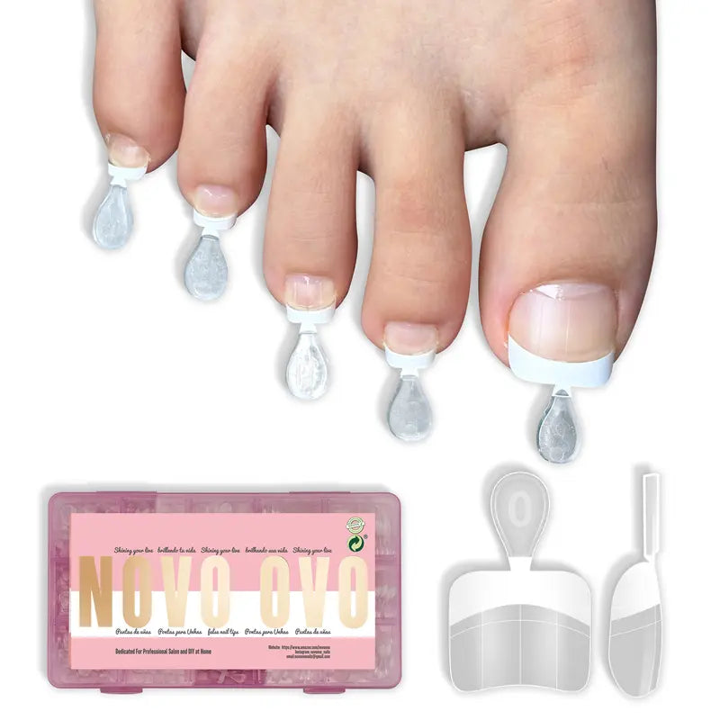 NOVO OVO 300Pcs Soft Gel Toe Nail Tips – Full Kit