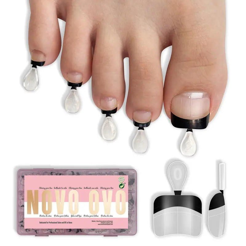 NOVO OVO 300Pcs Soft Gel Toe Nail Tips – Full Kit