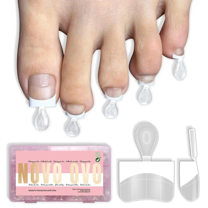 NOVO OVO 300Pcs Soft Gel Toe Nail Tips – Full Kit