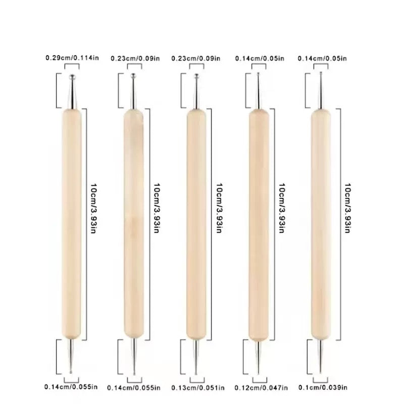 Dual-Ended Nail Silicone Pen｜5-Piece Set for Rhinestone & Painting