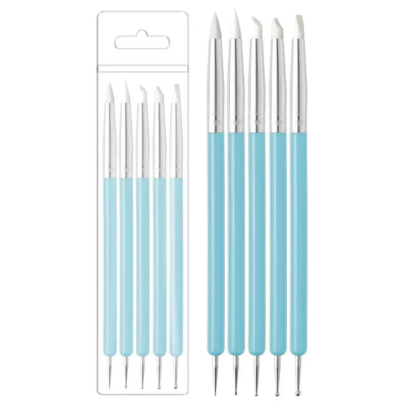 Dual-Ended Nail Silicone Pen｜5-Piece Set for Rhinestone & Painting