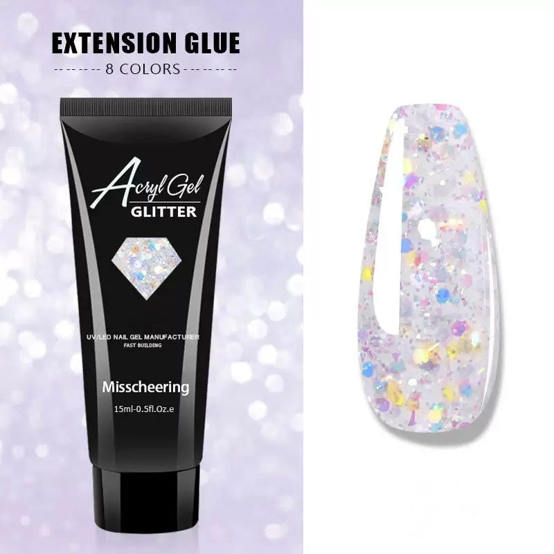 Glitter Poly Nail Gel, Extensions with Sparkle