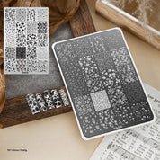 Premium Large Nail Stamping Plate with Backing Board - Cartoon & Oriental Bow Patterns Professional Nail Art Tool